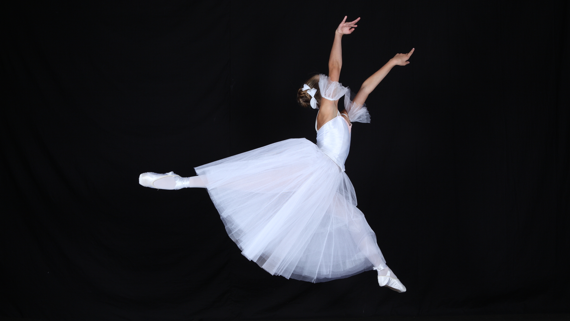 Ballerina Wallpaper HD White Dress Jump Widescreen High