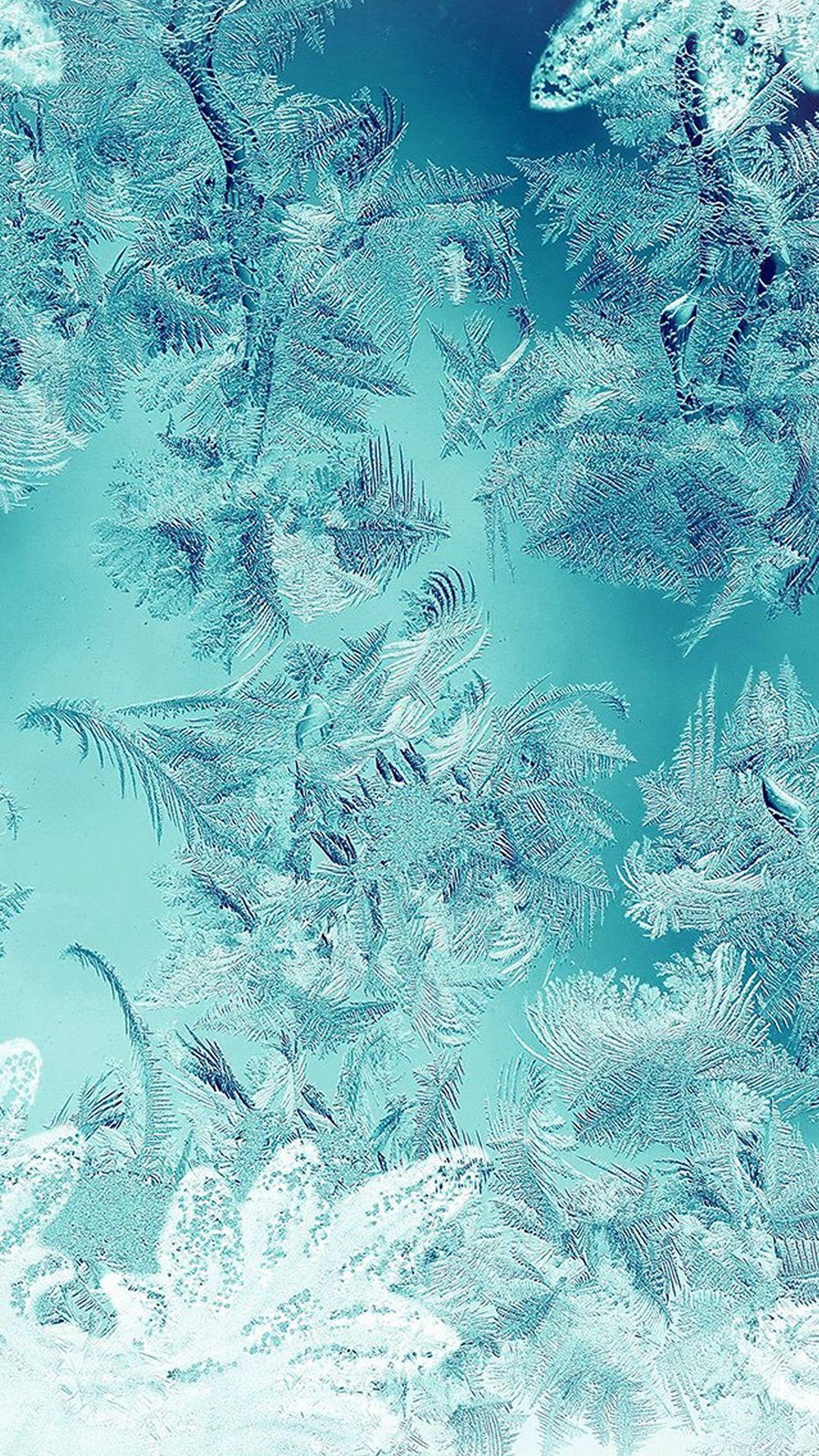 Ice Pattern Green Snow Nauture Christmas iPhone Wallpaper