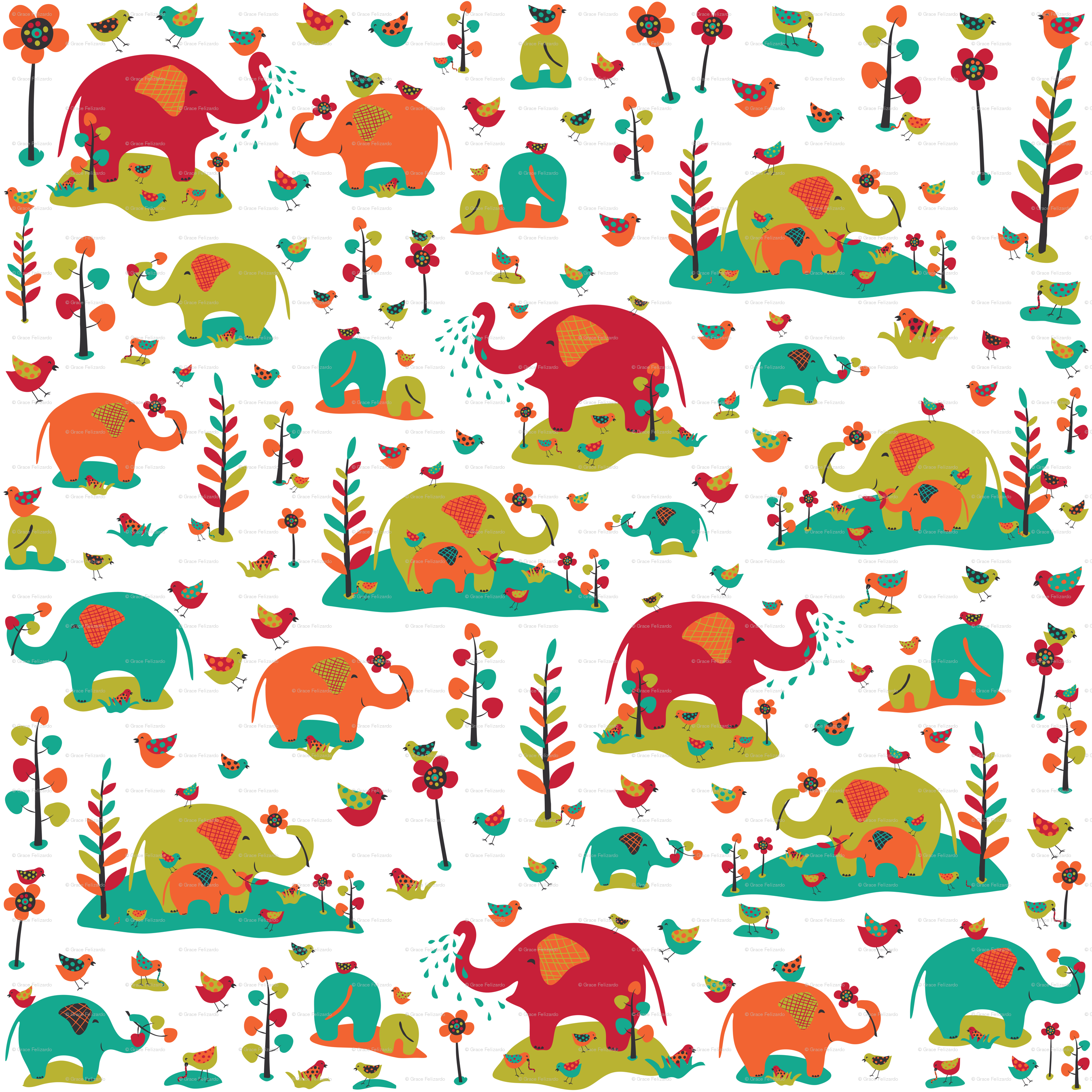 Elephant Pattern Wallpaper Rrrhappy Elephants Large