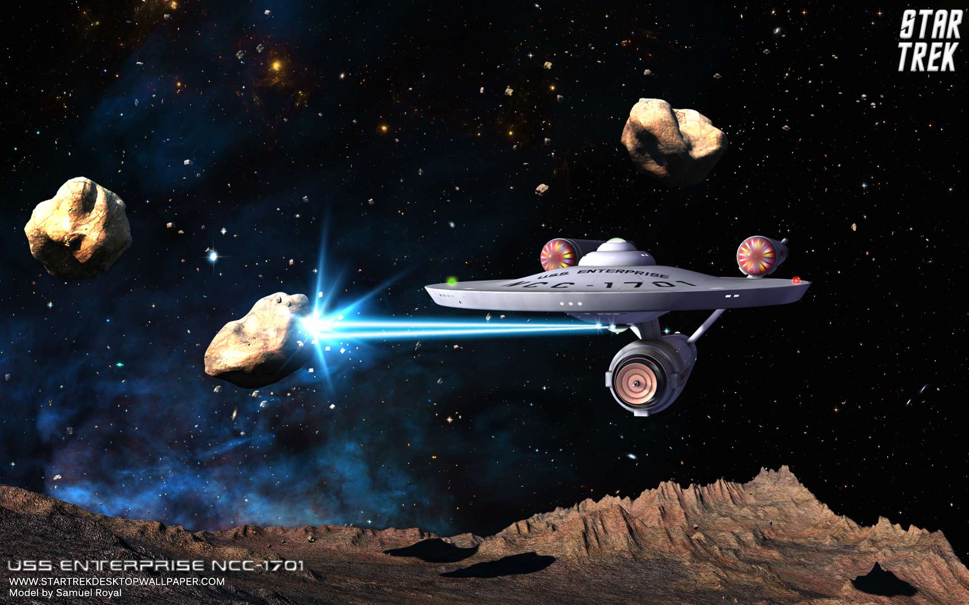 Wallpaper Asteroid Field Enterprise Trek Puter Star