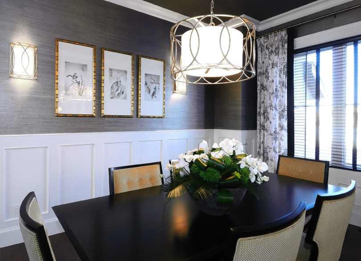 Grasscloth wallpaper luxe dining room Inspiration for re decorating