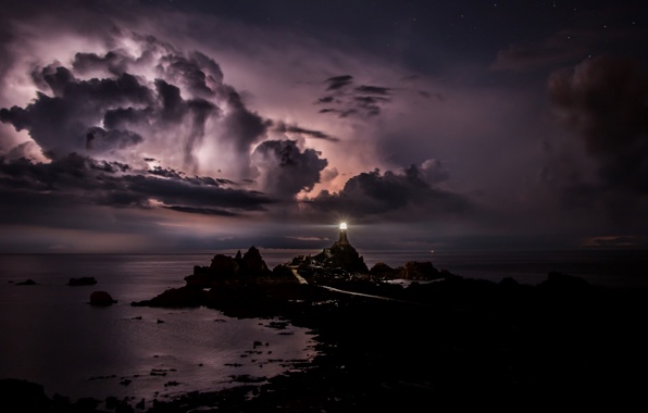 Wallpaper The English Channel Island Of Jersey Islands Night