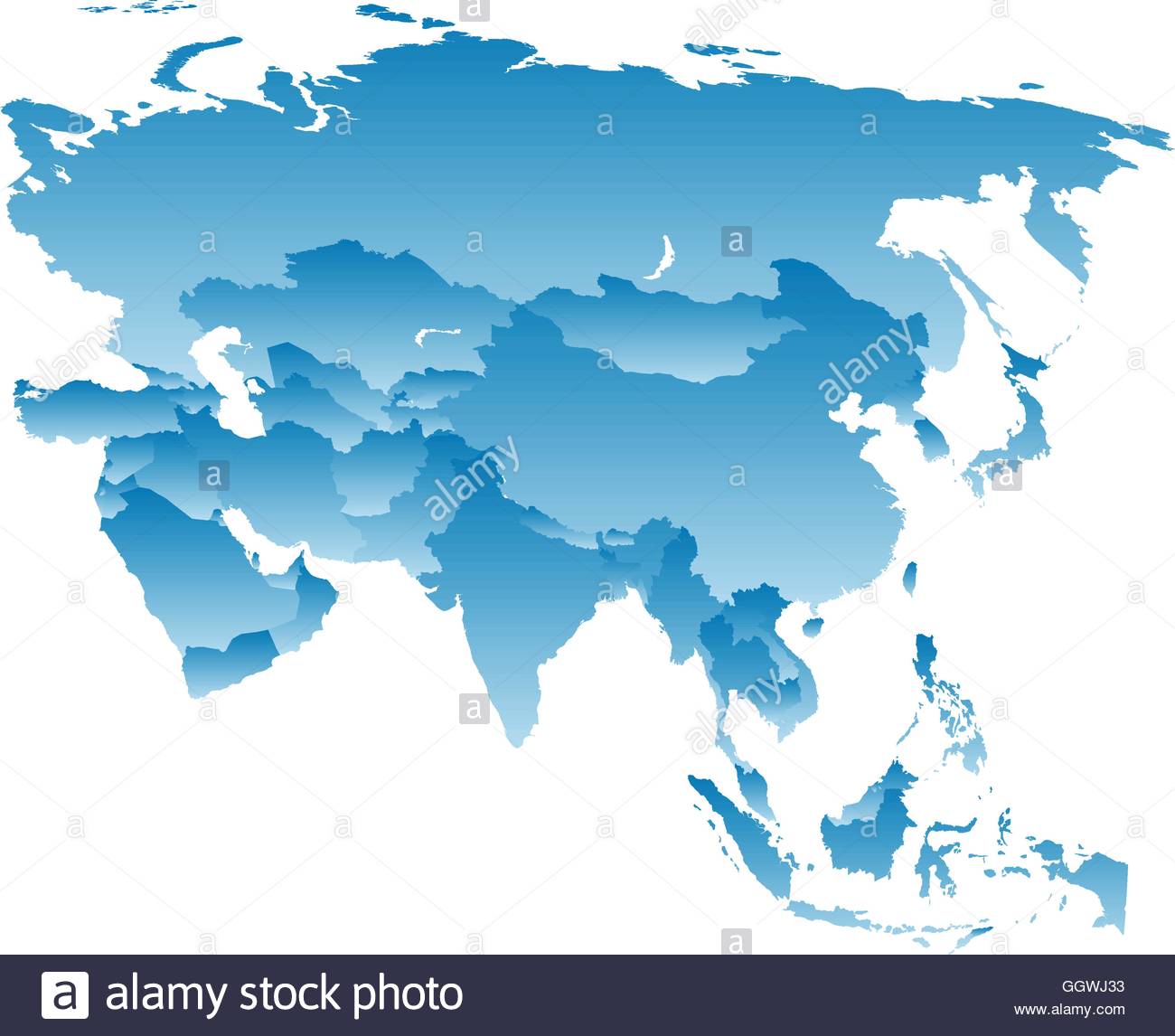 map Asia on a white background Stock Vector Art Illustration