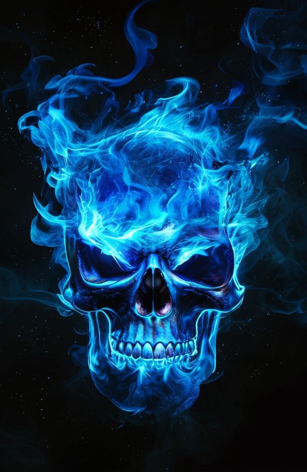 Blue Fire Skull Wallpaper