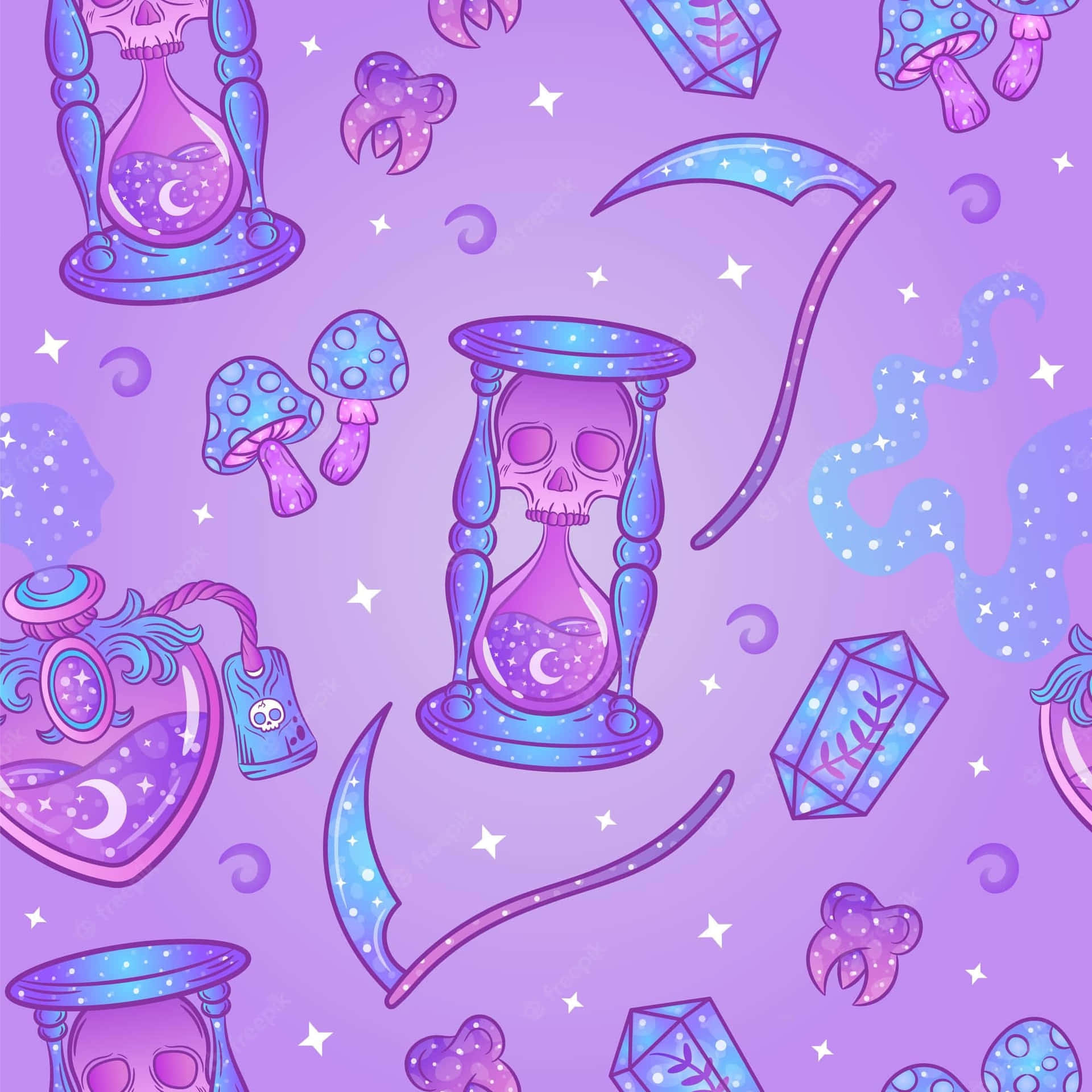 Pastel Witch Pattern Wallpaper