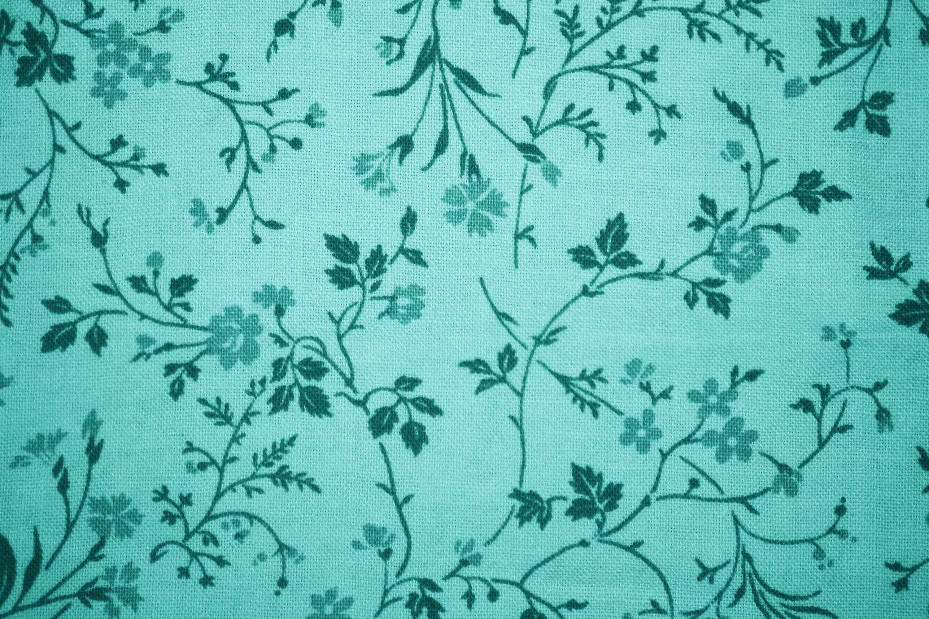 Teal Floral Print Fabric Texture Picture Photograph Photos