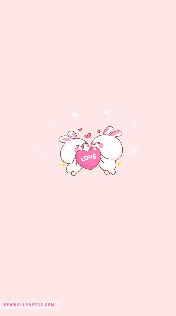 Cute Valentines Wallpaper Rabbit In Love Idea