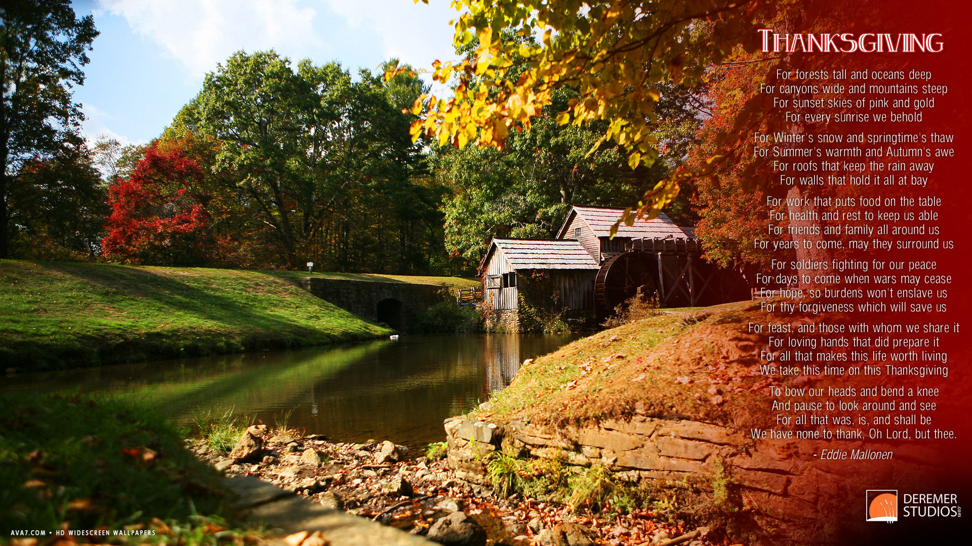 River Watermill Holiday HD Widescreen Wallpaper Holidays Background