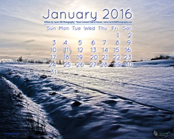 At Sunset January Desktop Wallpaper Calendar