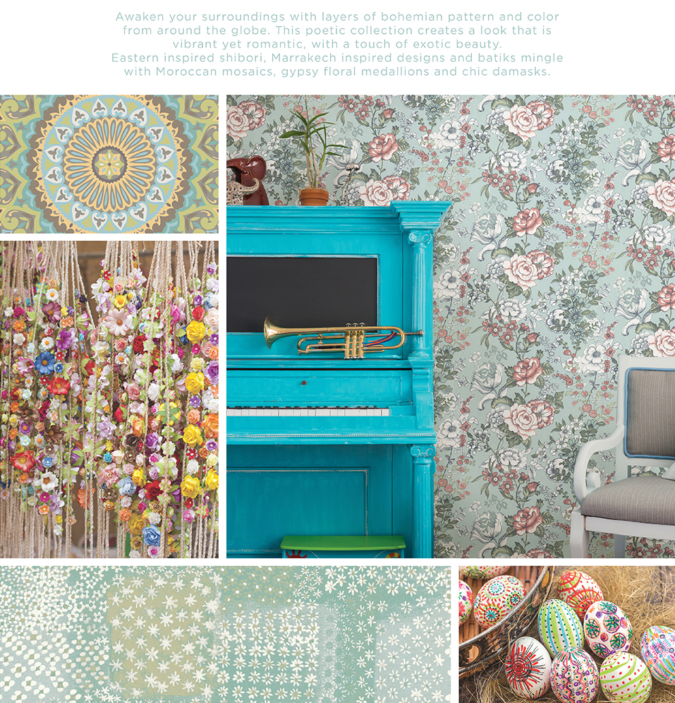 Bohemian Chic Decorating Brewster Wallcovering