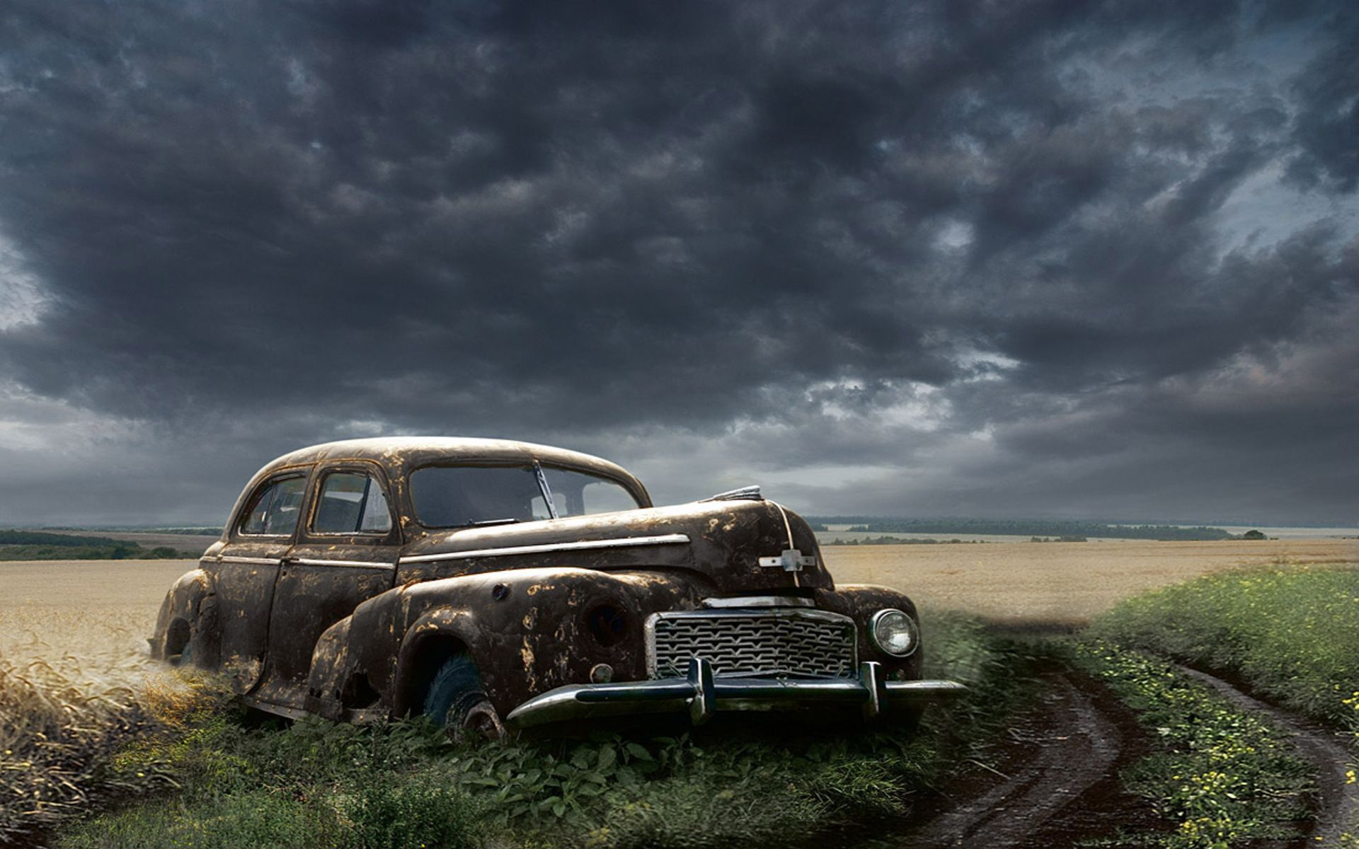 Rustic Old Cars Wallpaper Top Background