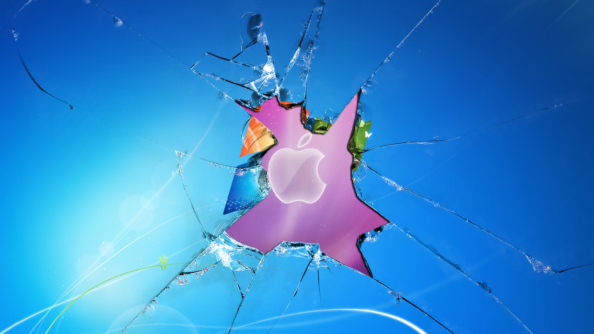 Windows Broken Apple Screen Desktop Wallpaper