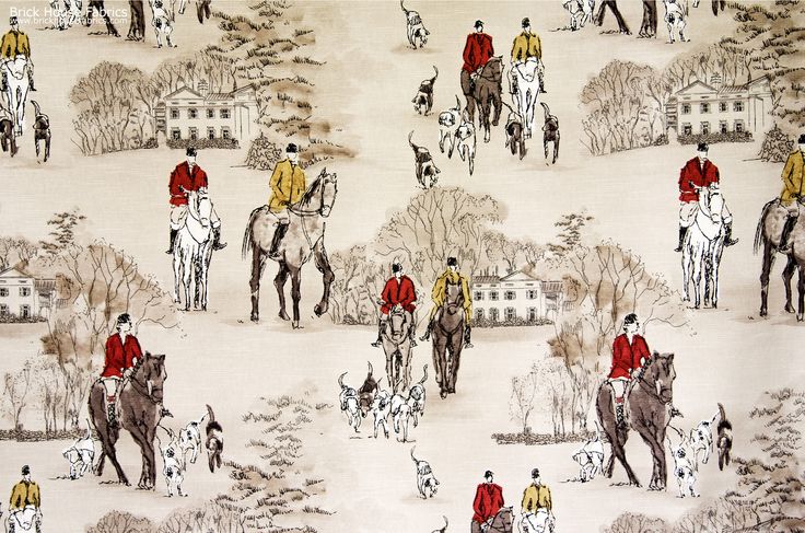 Horse Hunt Fabric Equestrian Hounds Toile A An