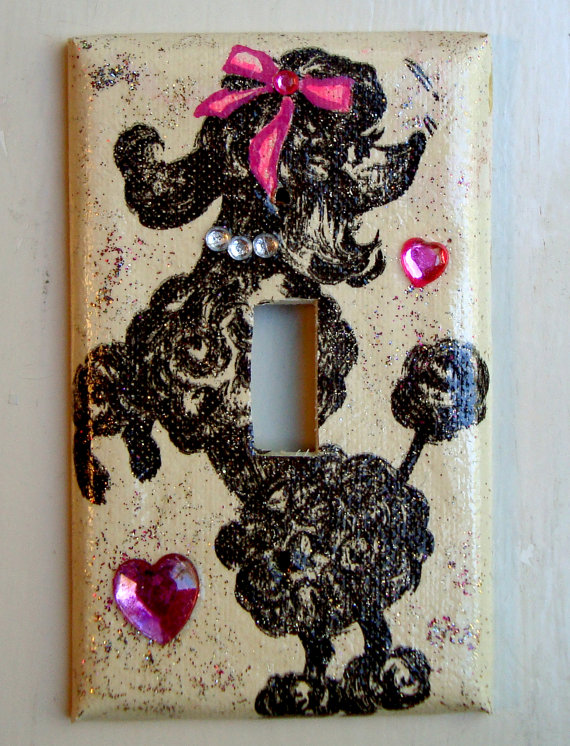 Upcycled Vintage Wallpaper Poodle Switchplate By Piperart