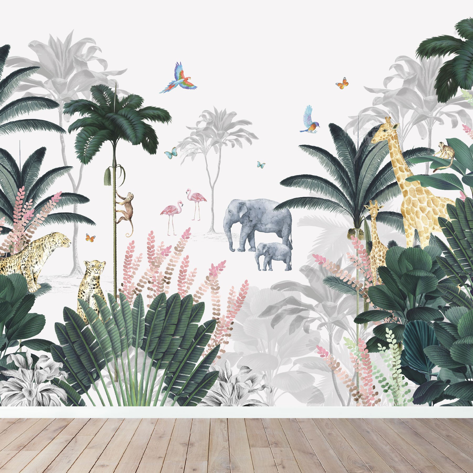 Leopard and Friends Jungle Wallpaper Mural Munks and Me