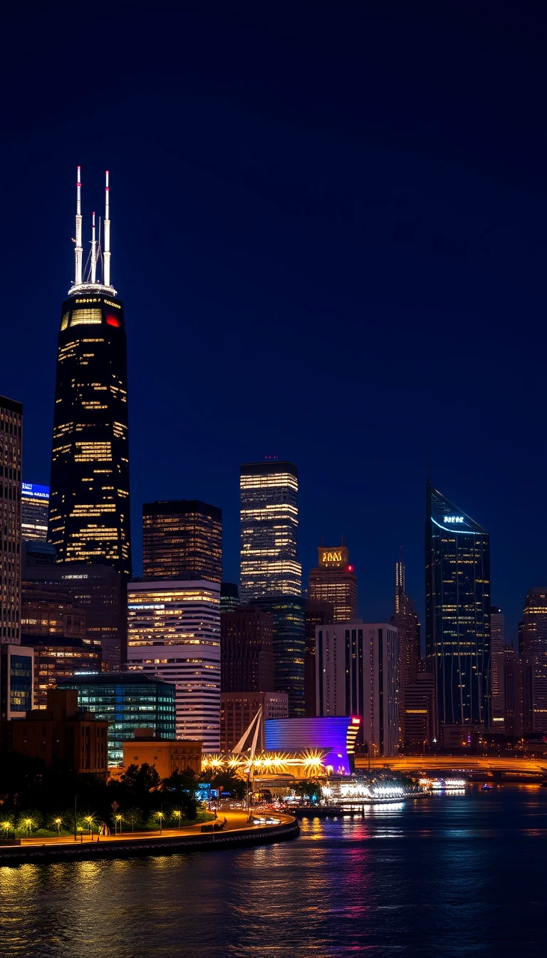 Chicago Night Skyline Wallpaper