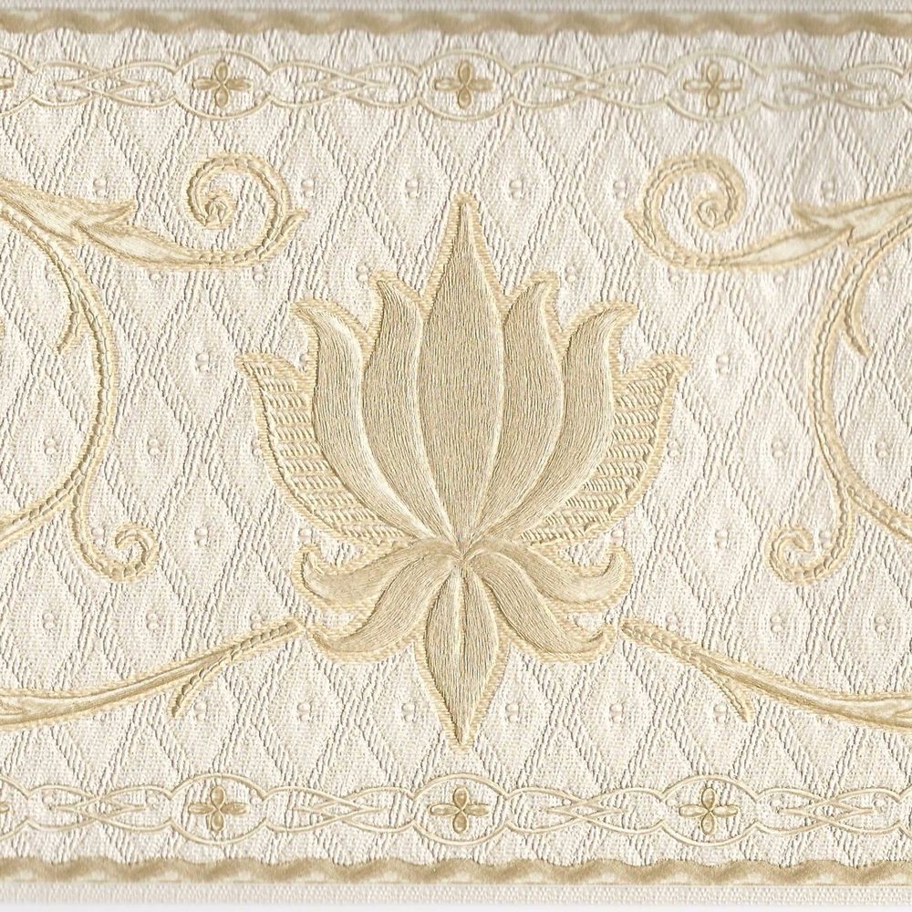 Victorian Gold Metallic Scrolls On Ivory Satin Finish Wallpaper