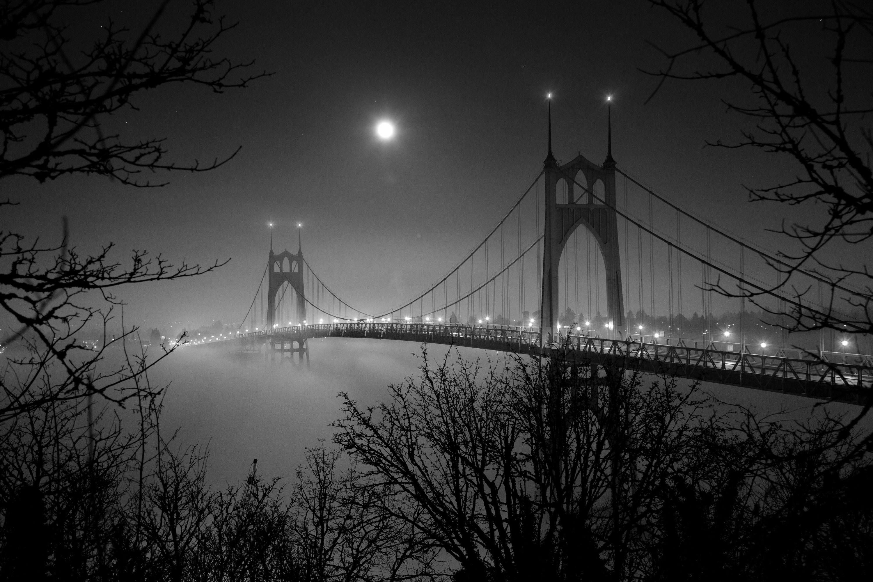 to my heart A full moon rising over St Johns Bridge in Portland