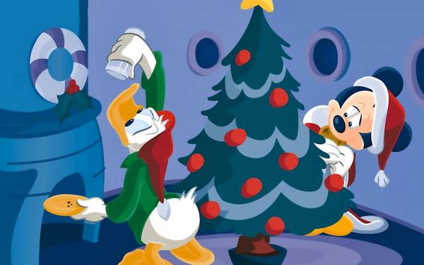 Cartoon Mickey Mouse Donald Duck New Year Desktop Wallpaper