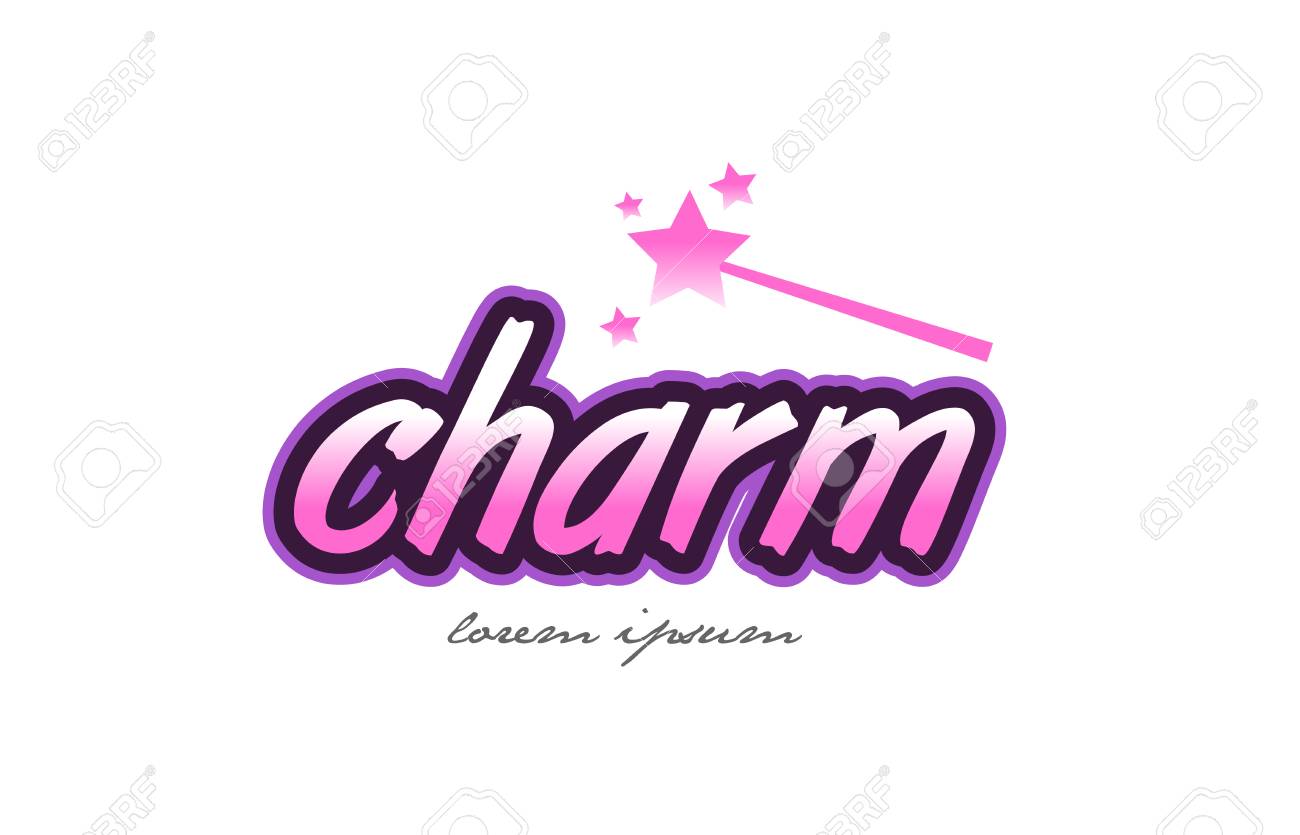 Charm Word Text On A White Background With Magic Wand Royalty