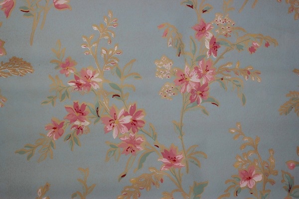 Like This Vintage Wallpaper Blue Background And Pink Flowers