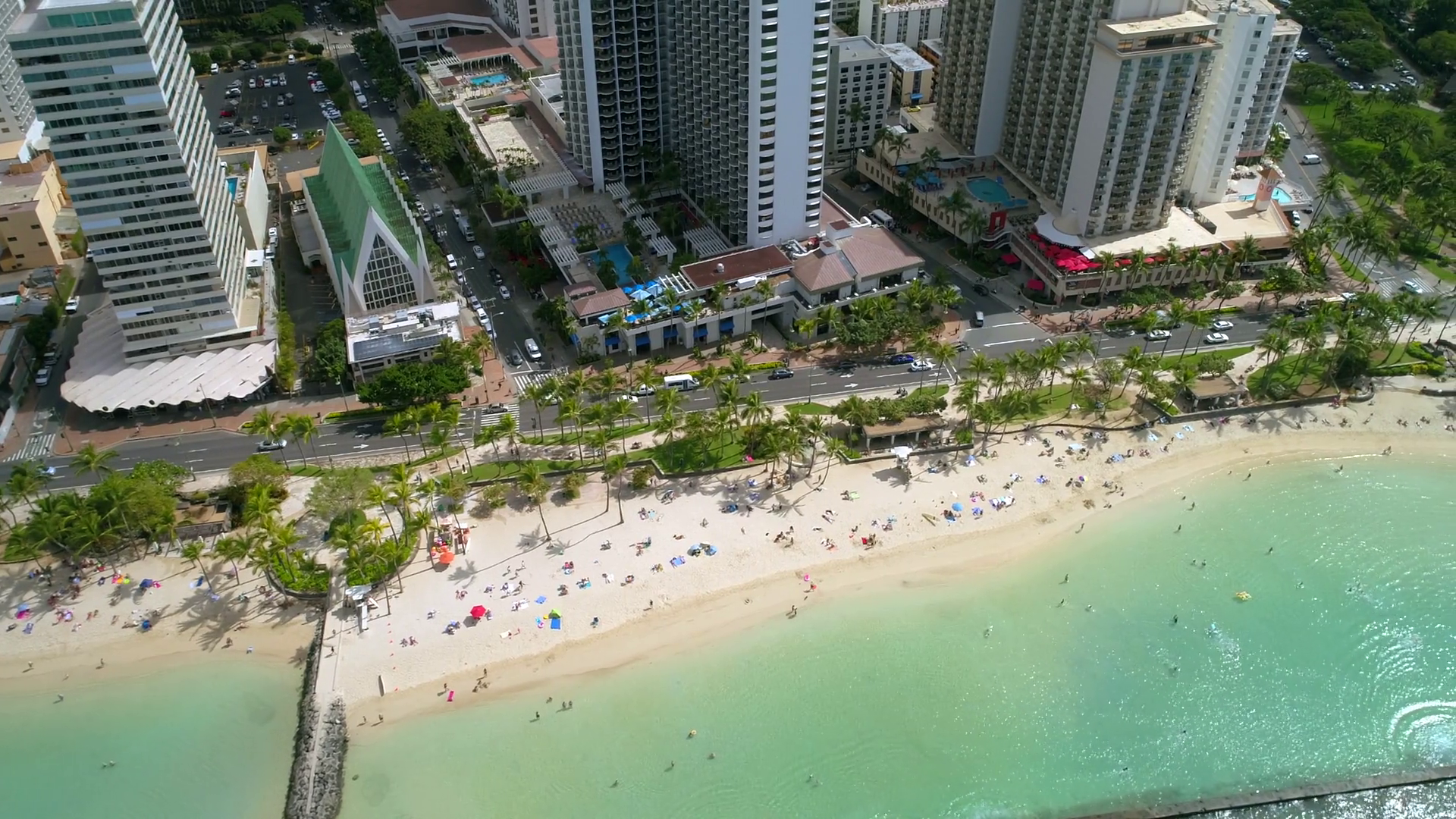 Aerial Drone Footage Hawaii Beach Waikiki 4K 60P Stock Video