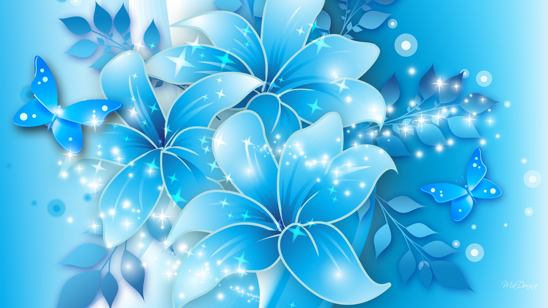 Neon Blue Flowers Wallpaper Free cool backgrounds full hd
