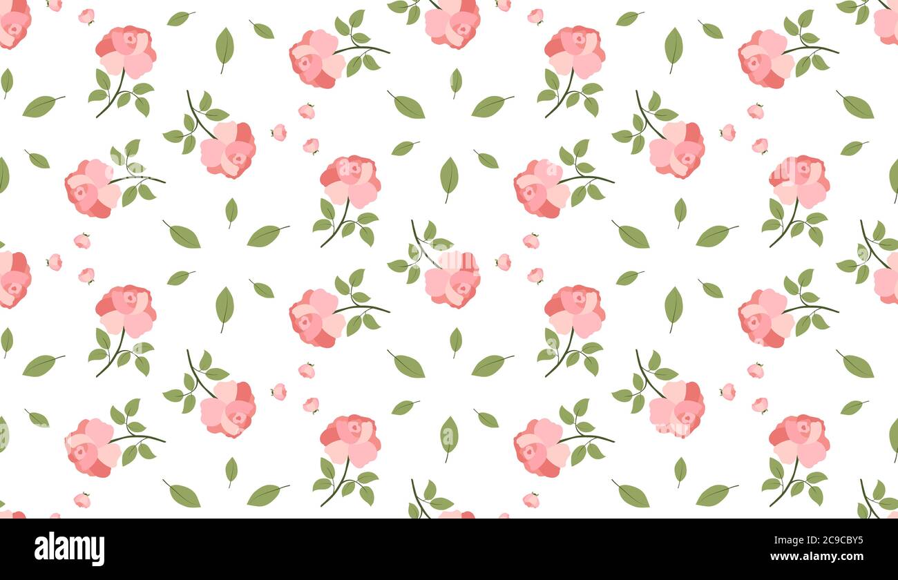 Rose Flower And Leaf Seamless Pattern For Wallpaper Design
