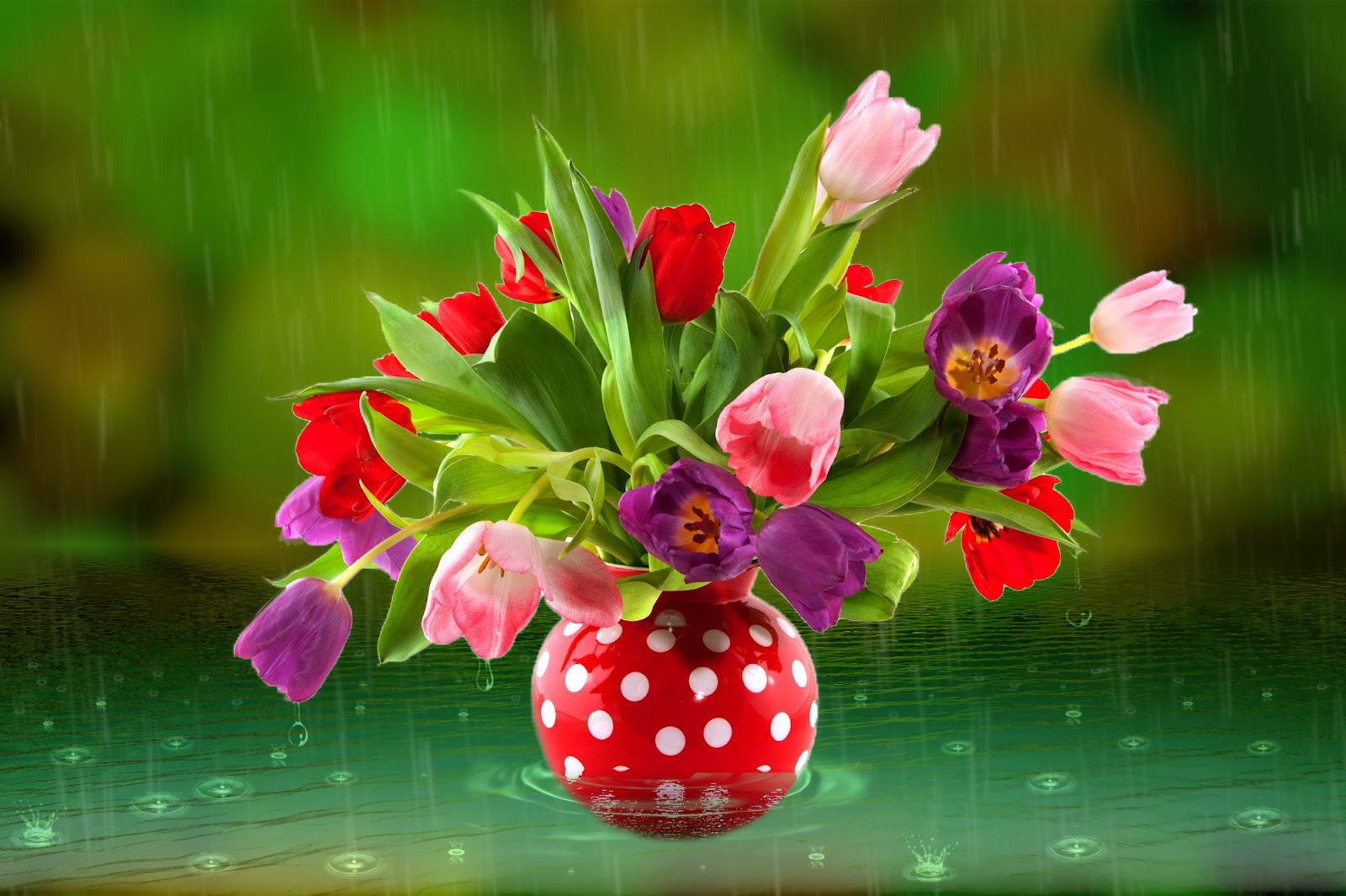 Beautiful Flowers In Vase Desktop Wallpaper