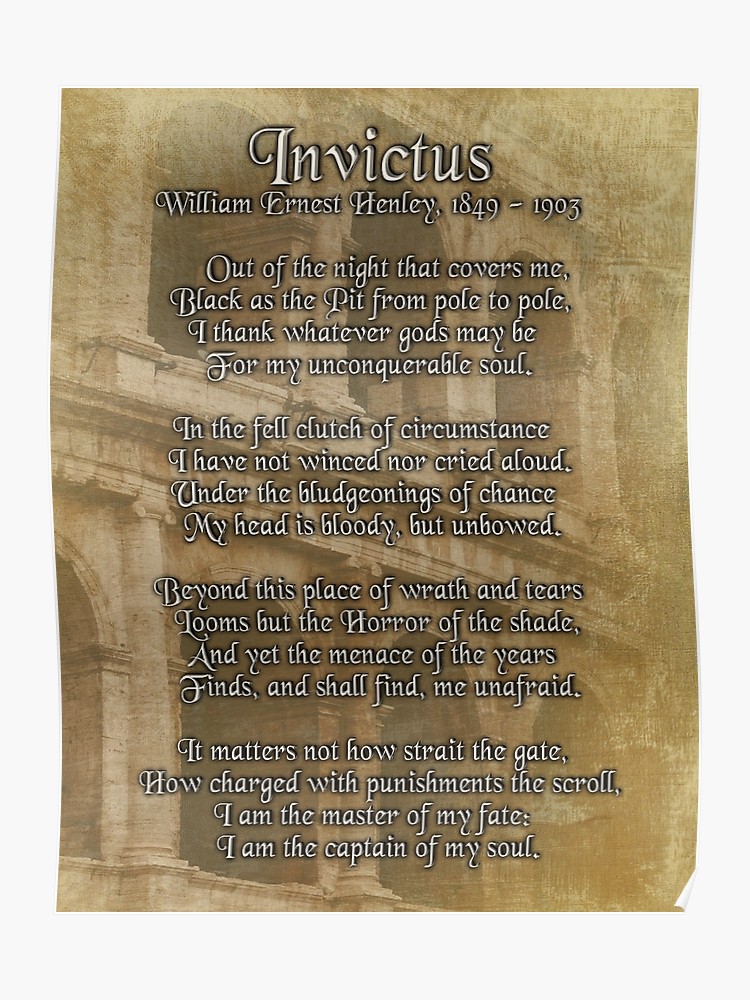 Invictus Prose On Parchment Look Background Poster By Irisangel