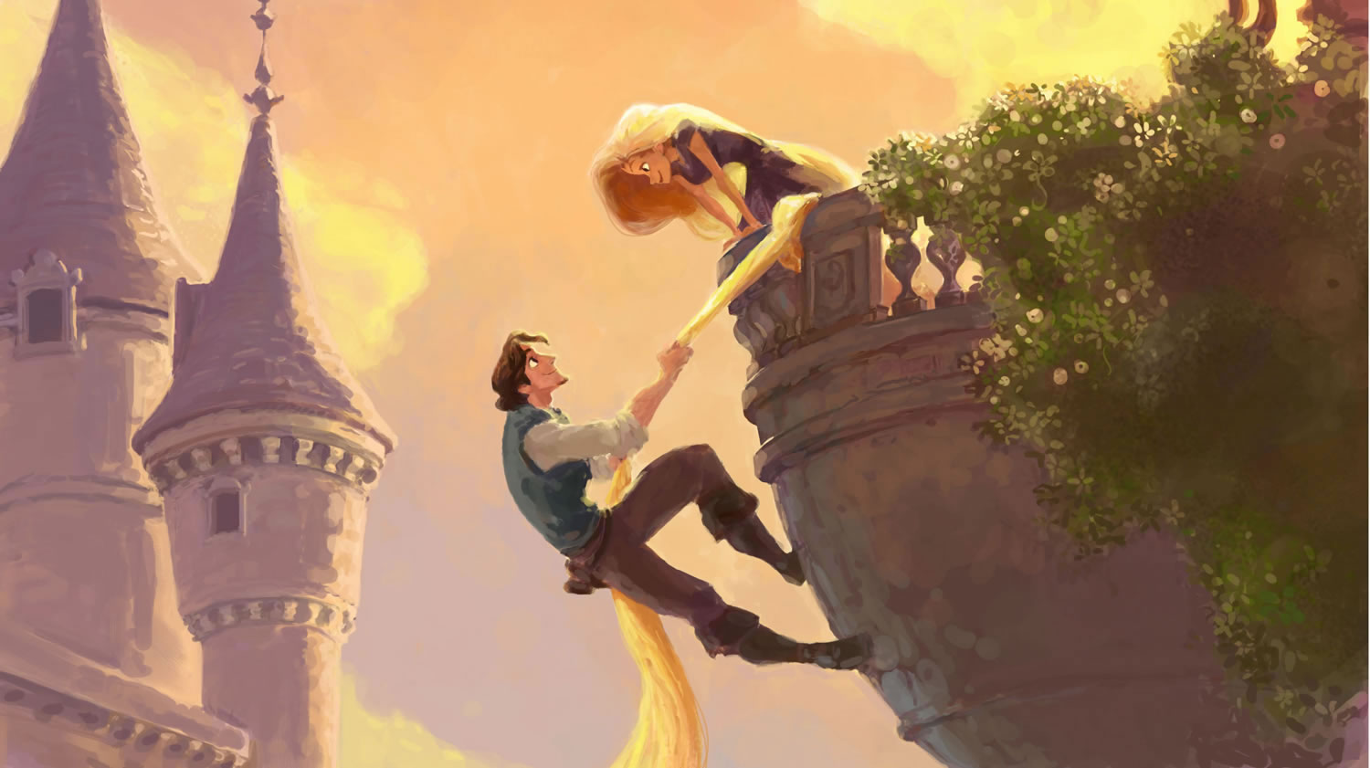 Climbing Rapunzel S Hair From Disney Tangled Desktop Wallpaper