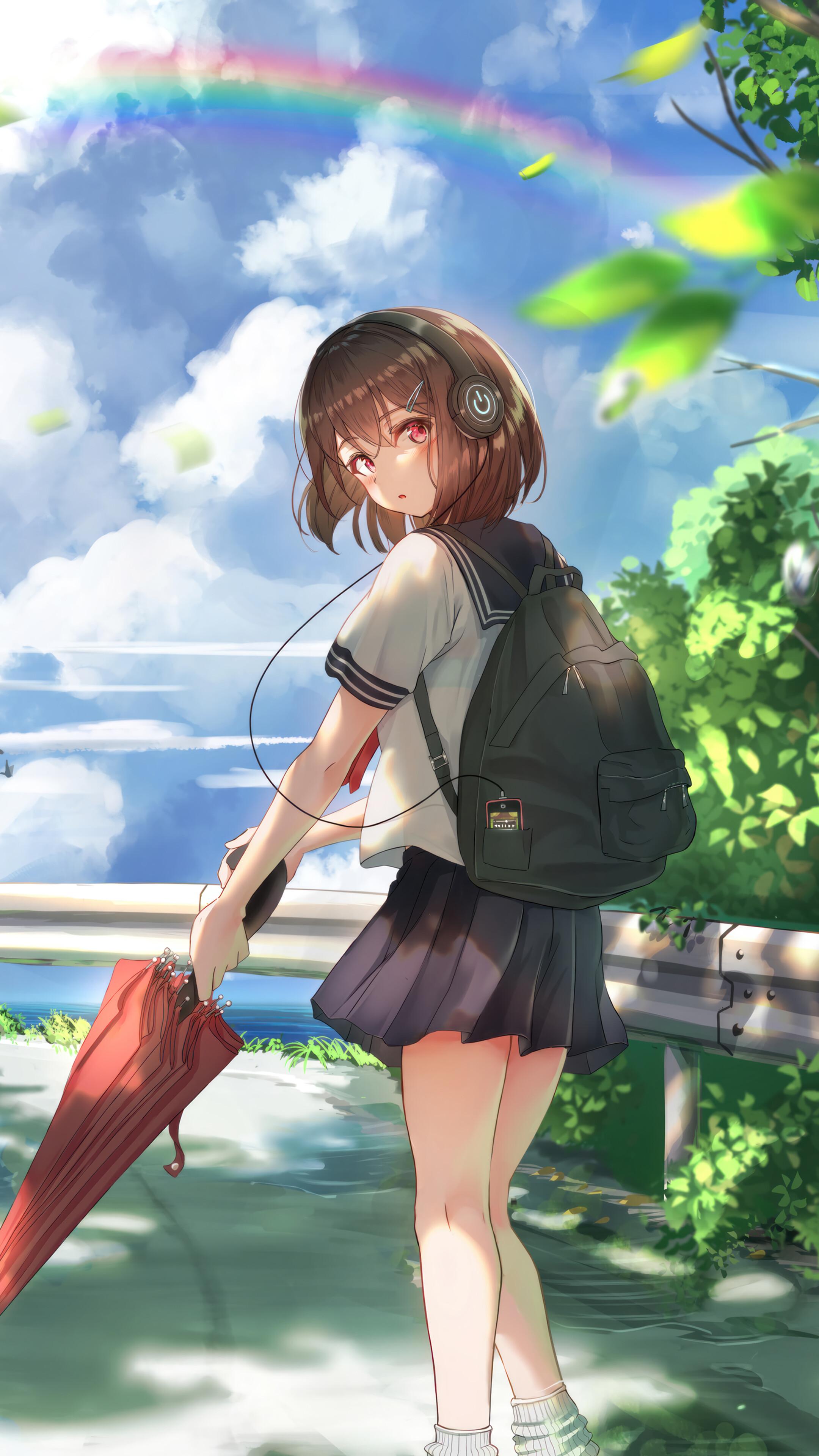 Anime School Girl Walking 4K Wallpaper iPhone HD Phone 4900i