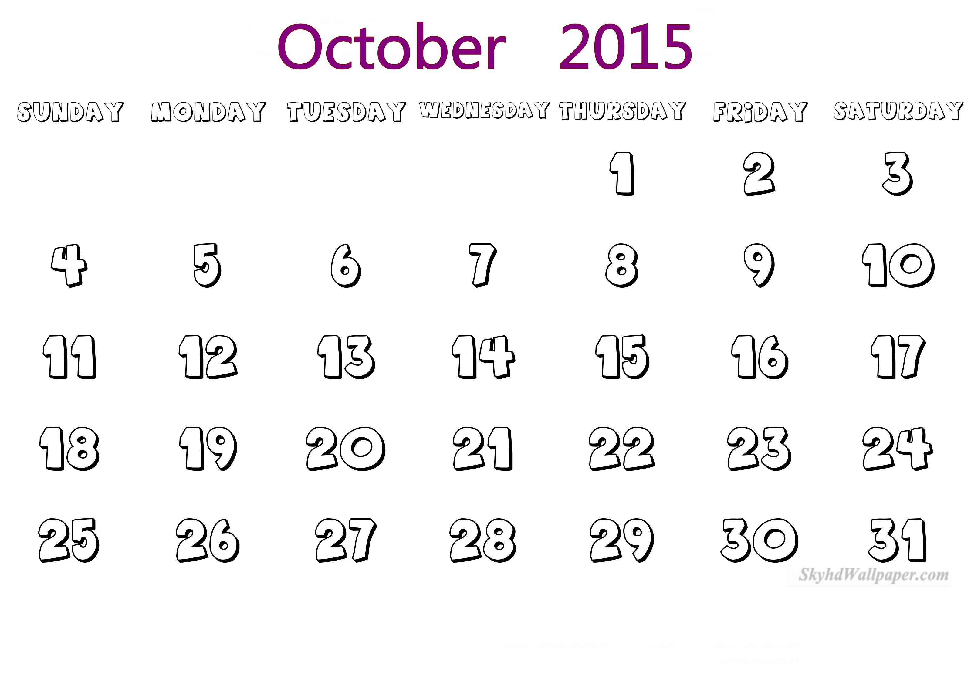 October Calendar Pic