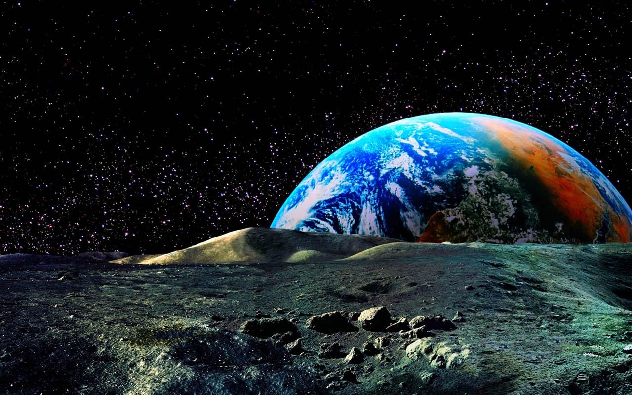 3d Moon And Earth Wallpaper
