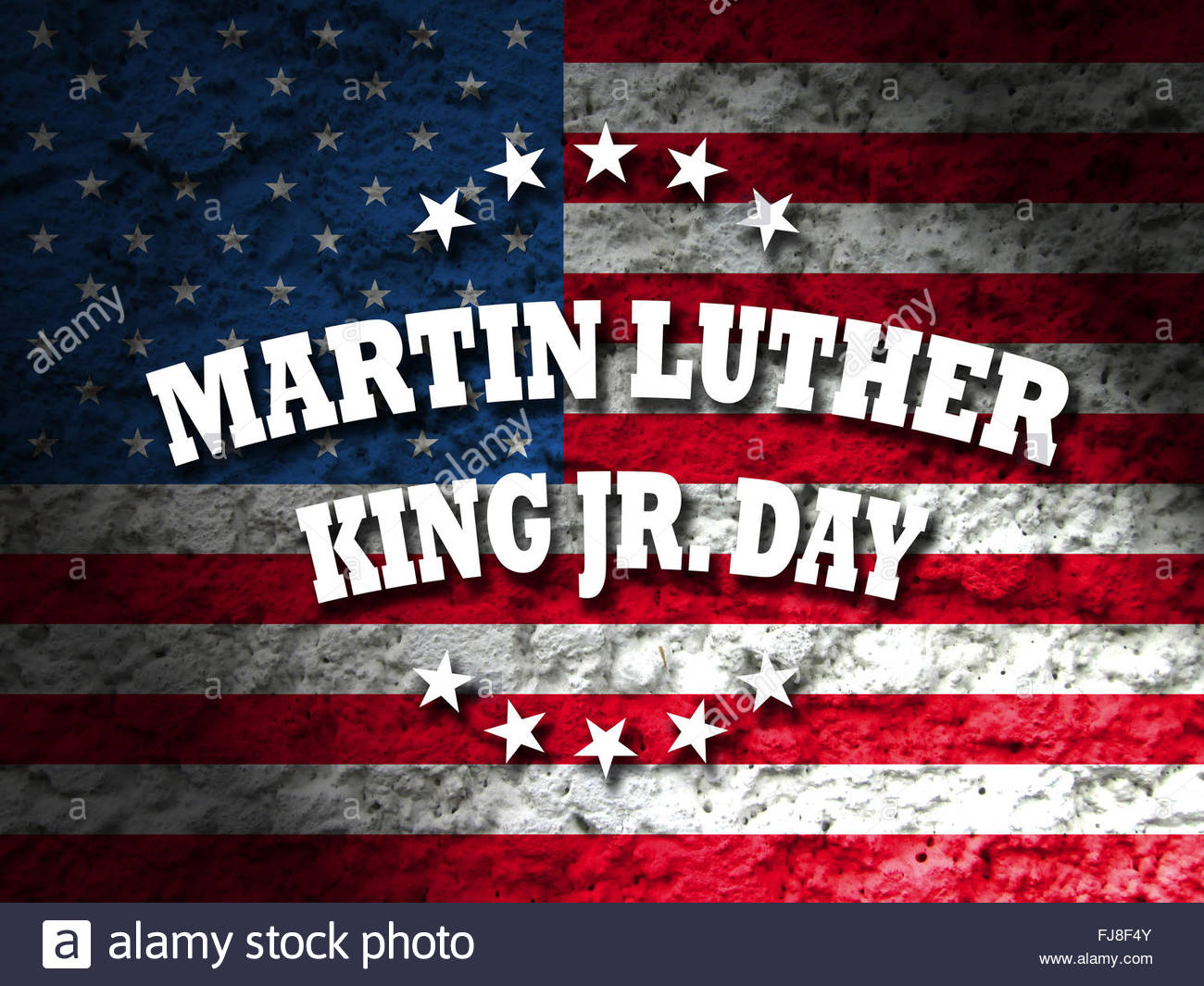 Martin Luther King Jr Day Card With American Flag Grunge
