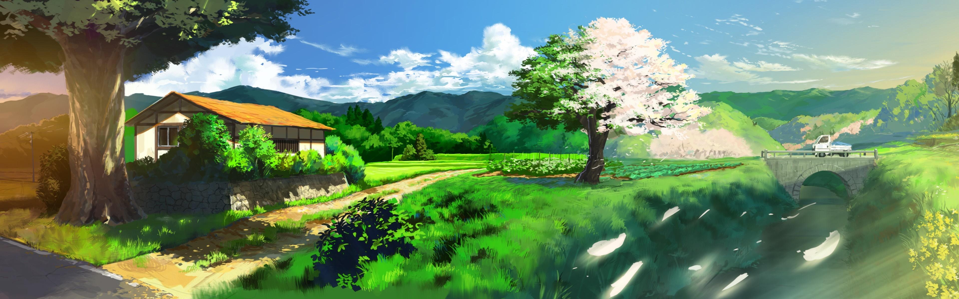 1043015 landscape anime nature valley jungle peaceful peace