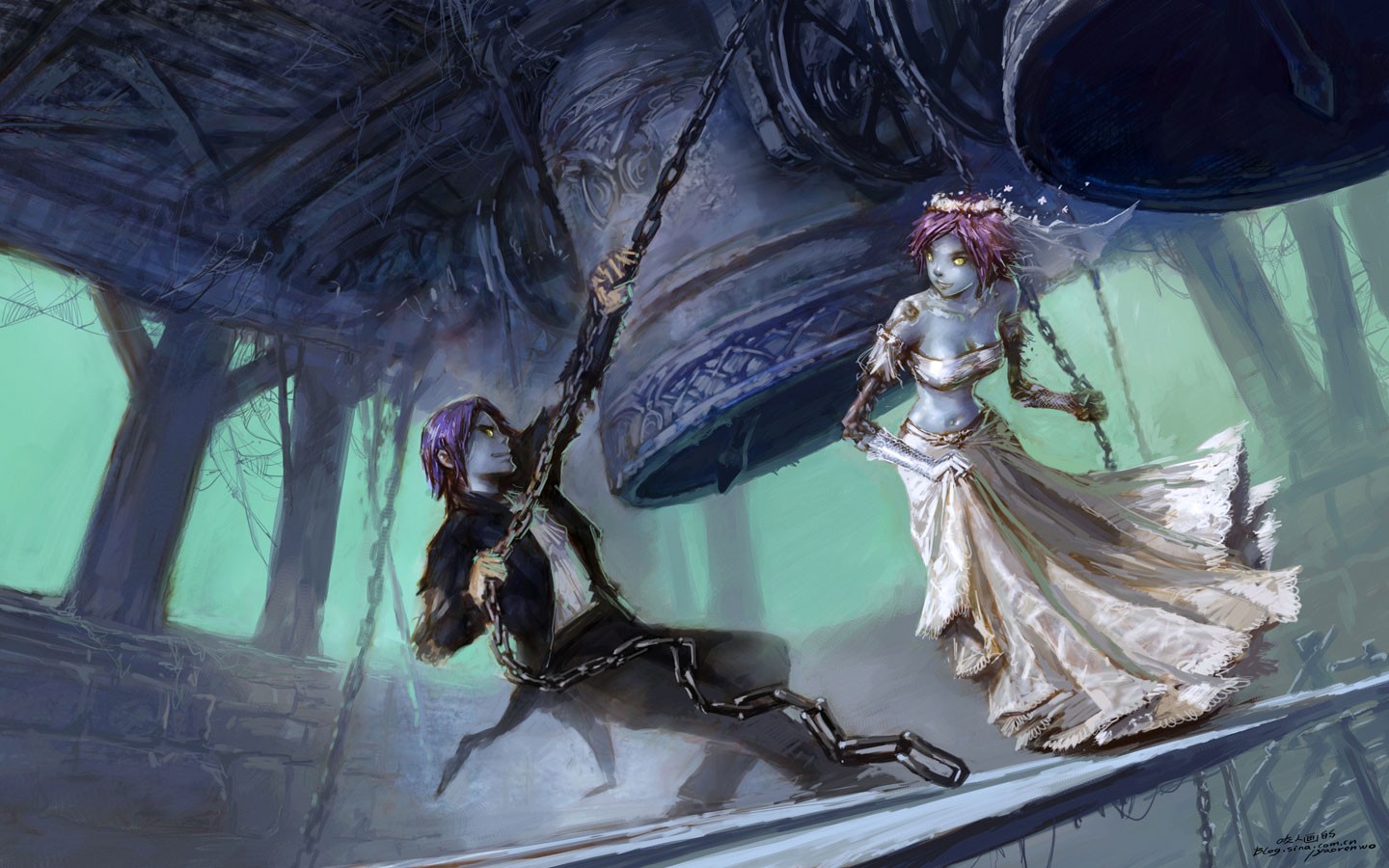 video games dress World of Warcraft undead brides fantasy art artwork