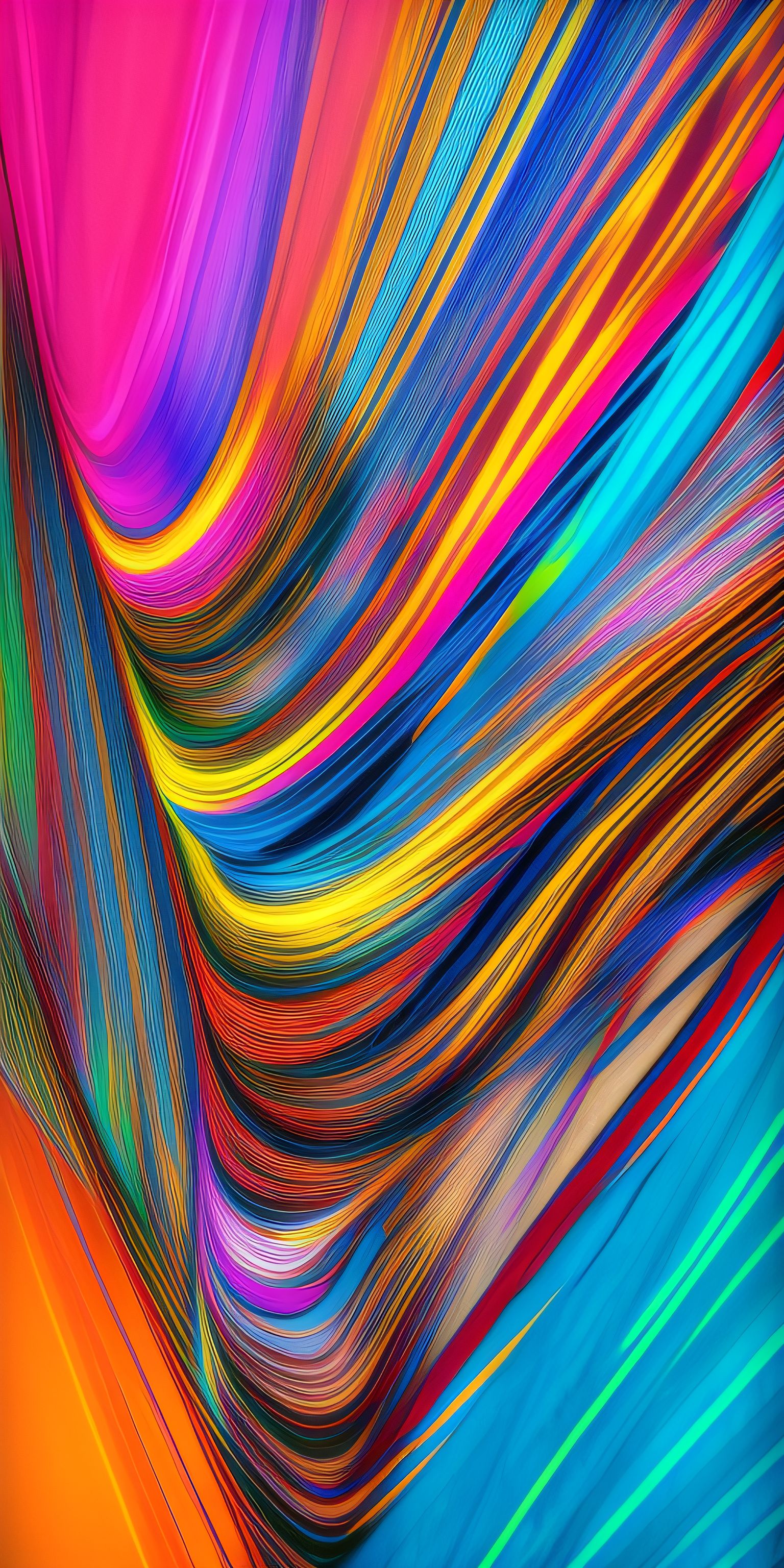 Vivid abstract art with swirling lines of rainbow colors, suitable for a creative 4K wallpaper