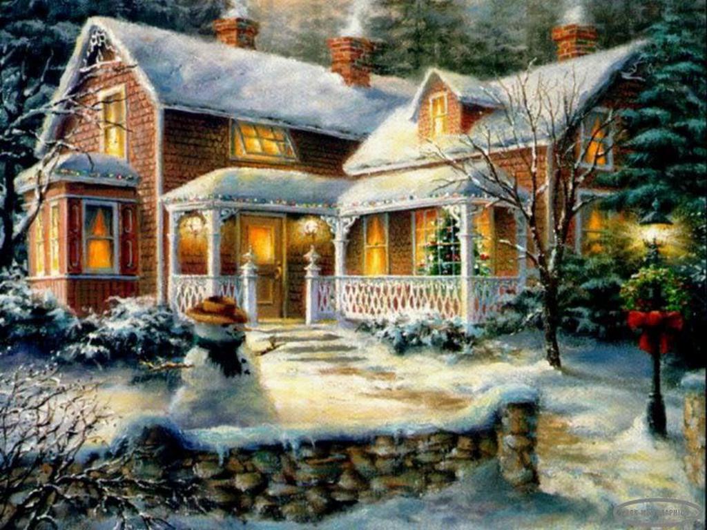 Christmas Cottage High Quality And Resolution Wallpaper