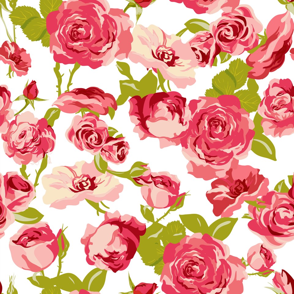 Roses Background Pattern Romantic Floral Flowers