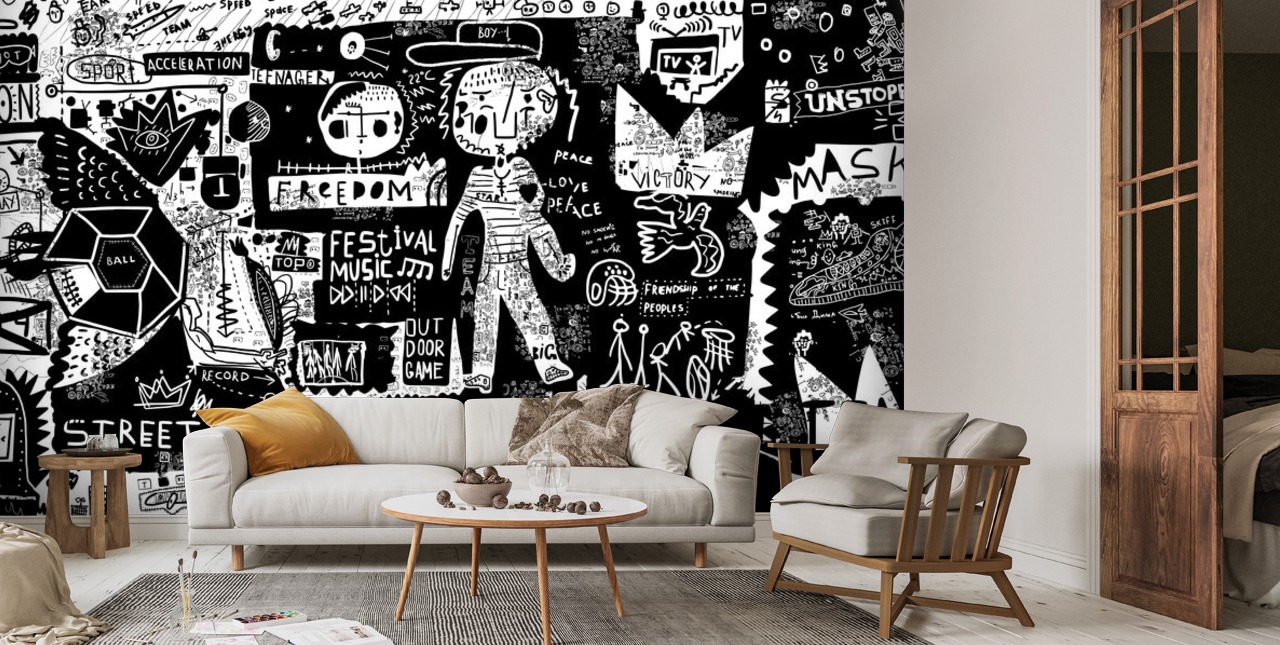 Black And White Graffiti Background Designs Wallpaper
