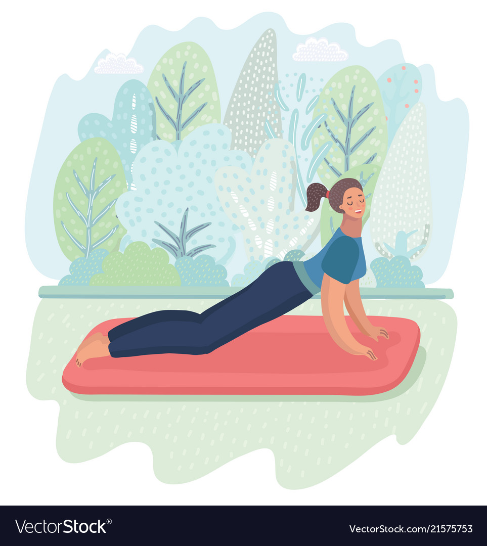 Woman Posture Yoga With Park Background Royalty Vector
