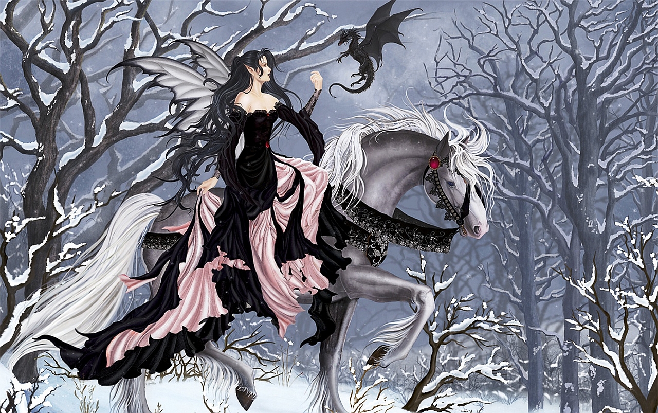 Winter Fairy Puter Wallpaper Desktop Background Id