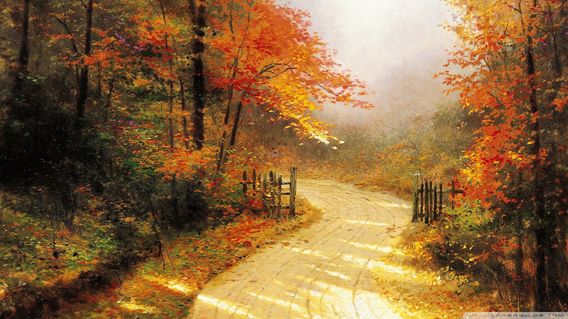 Thomas Kinkade Wallpaper Autumn Lane By