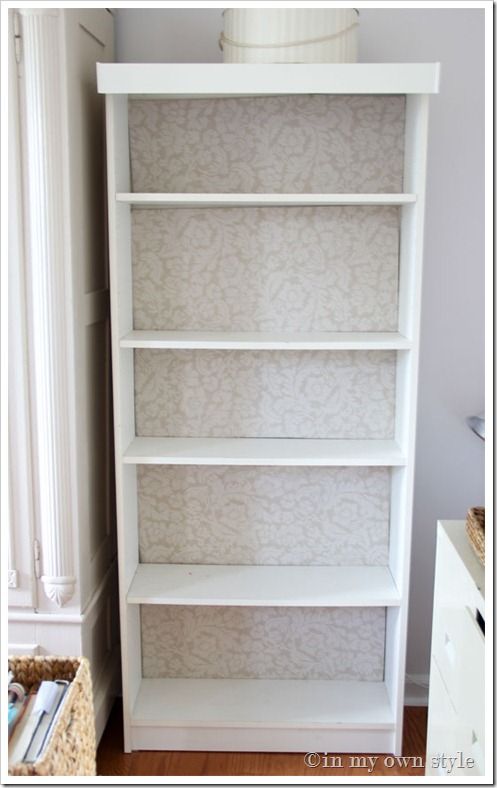 In Fabric And Put At Back Of Bookcase Instead Painting Or Wallpaper