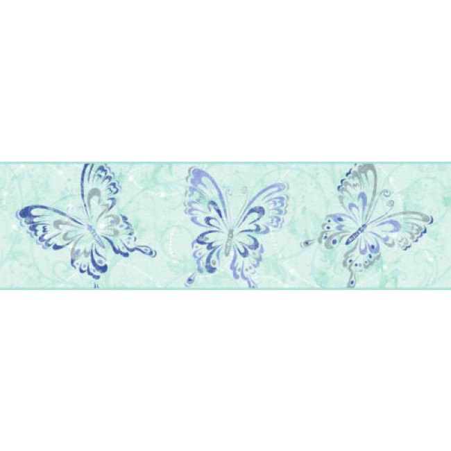 Free download Modern Teal Purple Blue Butterfly Wallpaper Border