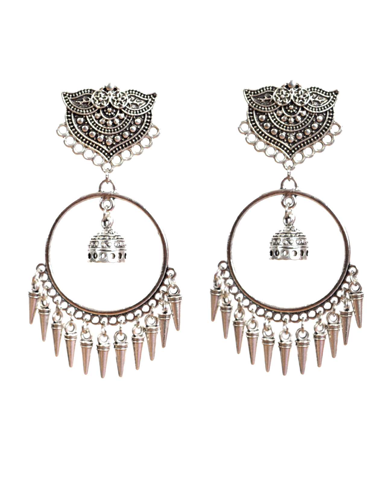 Beaded Oxidised Silver Fashion Earrings For Women Girls Nisuj