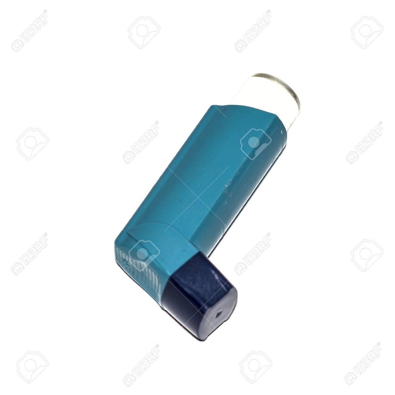 Asthma Inhaler Aerosol On White Background Stock Photo