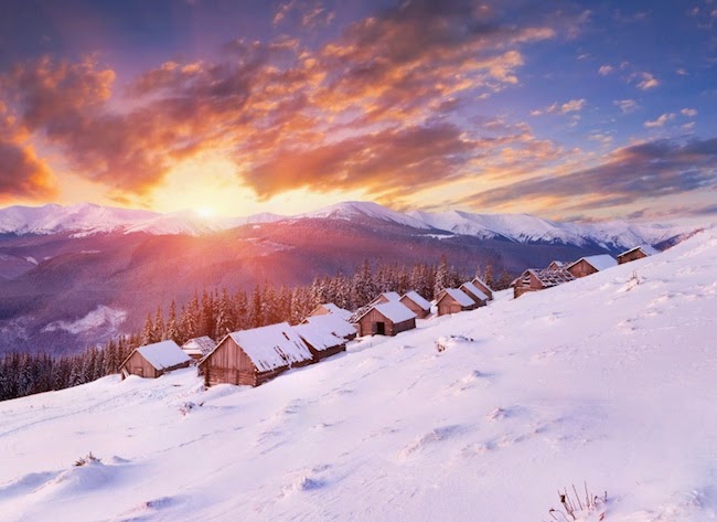 Stunning Winter Sunrise In Hills 5k Wallpaper