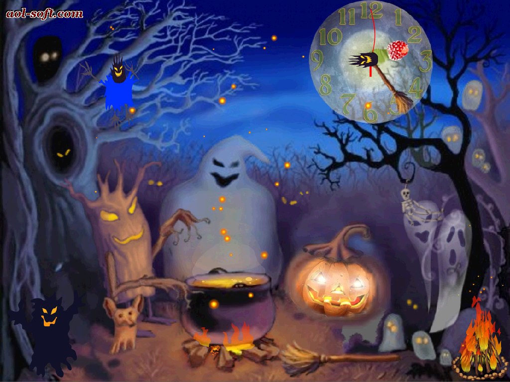 Happy Halloween Live Animated Wallpaper Time Clock Watch Timeline